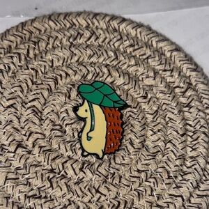 Hedgehog Enamel Pin with Green Leaf Design MUST BUNDLE‎